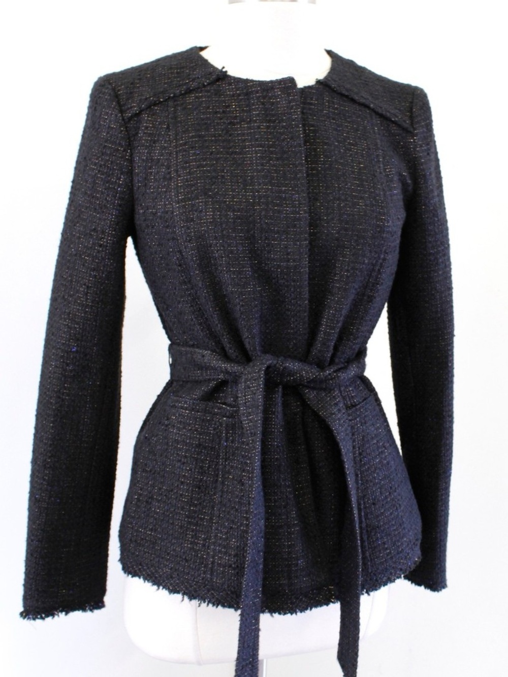 Banana Republic Black Textured Tie-Waist Blazer